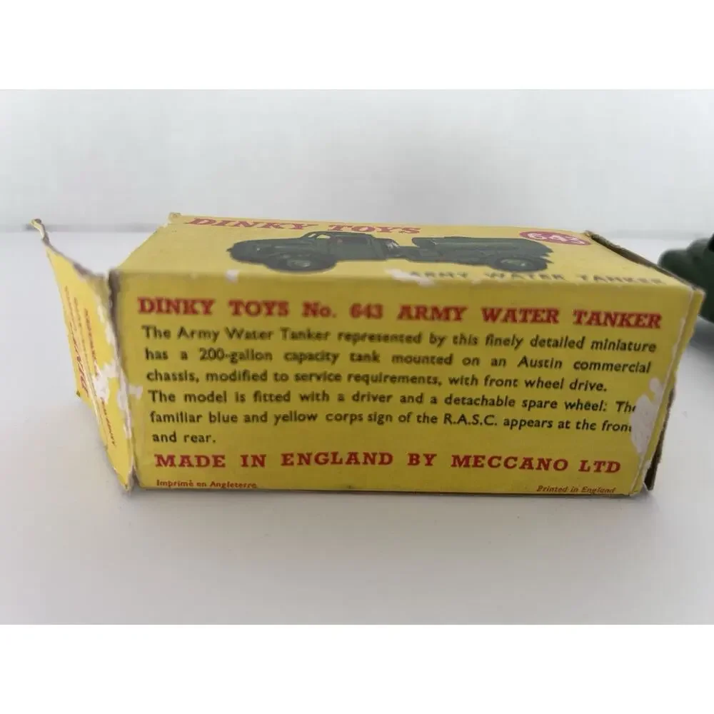 Vintage Meccano / Dinky 643 Army Water Tanker Good Pre Owned w/Original Box
